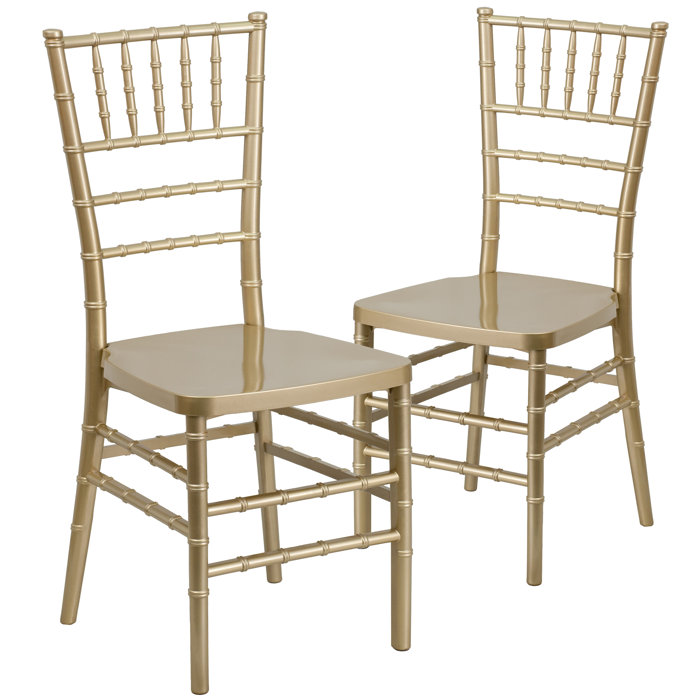Gold Resin Stacking Chiavari Chairs, Set of 2