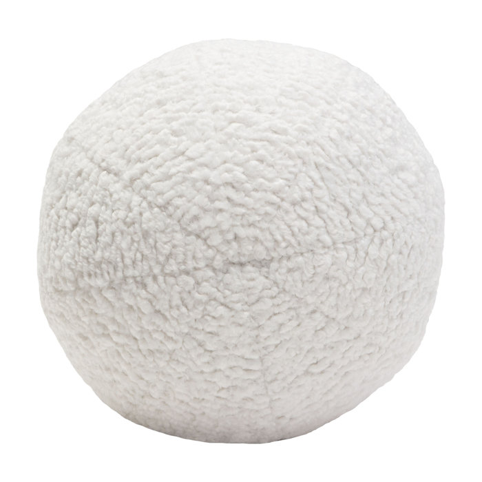 Set of 2 White Faux Sheepskin Round Accent Pillows