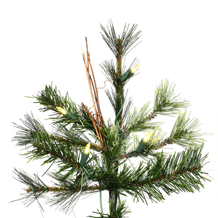 7.5' Green Pine Artificial Christmas Tree with Warm White LED Lights