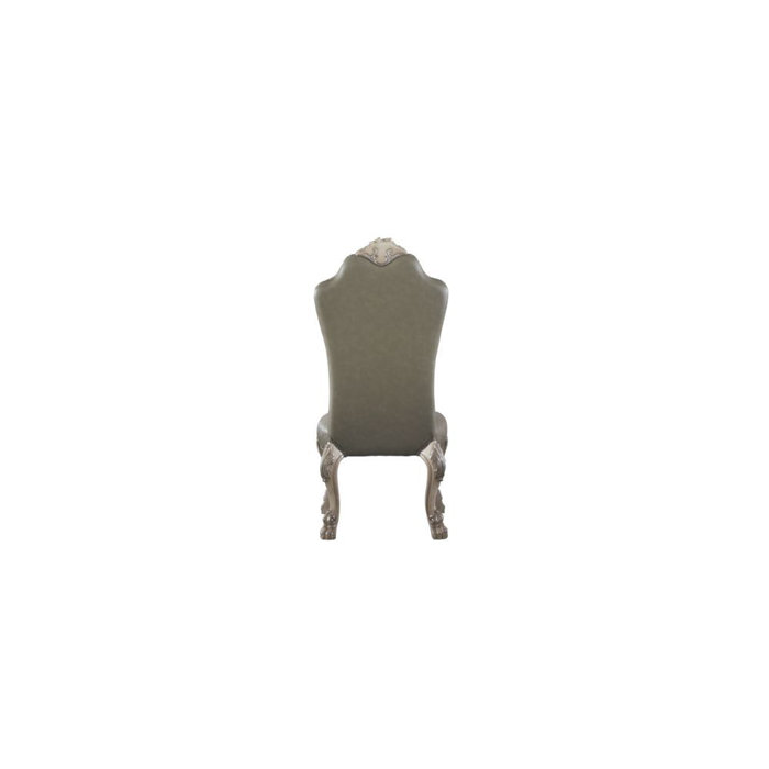 Antique White Faux Leather High Back Side Chair