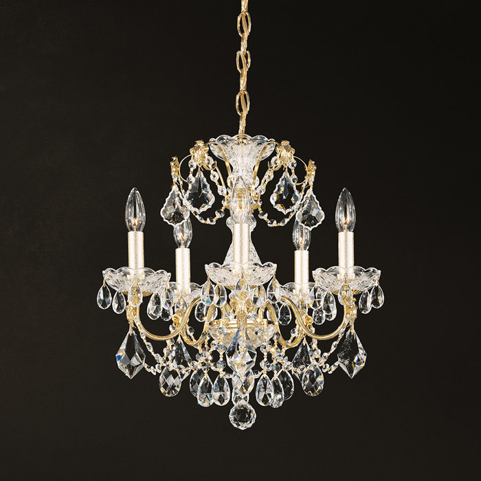 Elegant Century 5-Light Polished Silver Crystal Chandelier