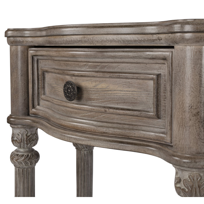 Peyton Driftwood Elegance Console Table with Acanthus Leaf Detail
