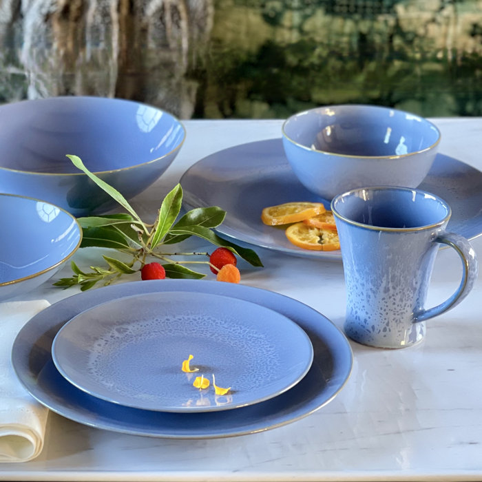 Blue Ceramic 13" Round Serving Platter