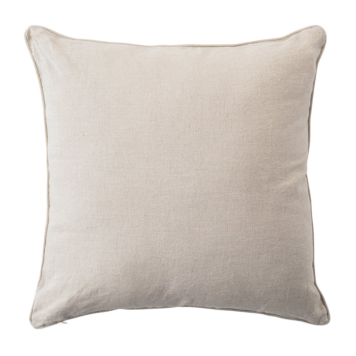 Natural Linen Square Throw Pillow with Velvet Applique