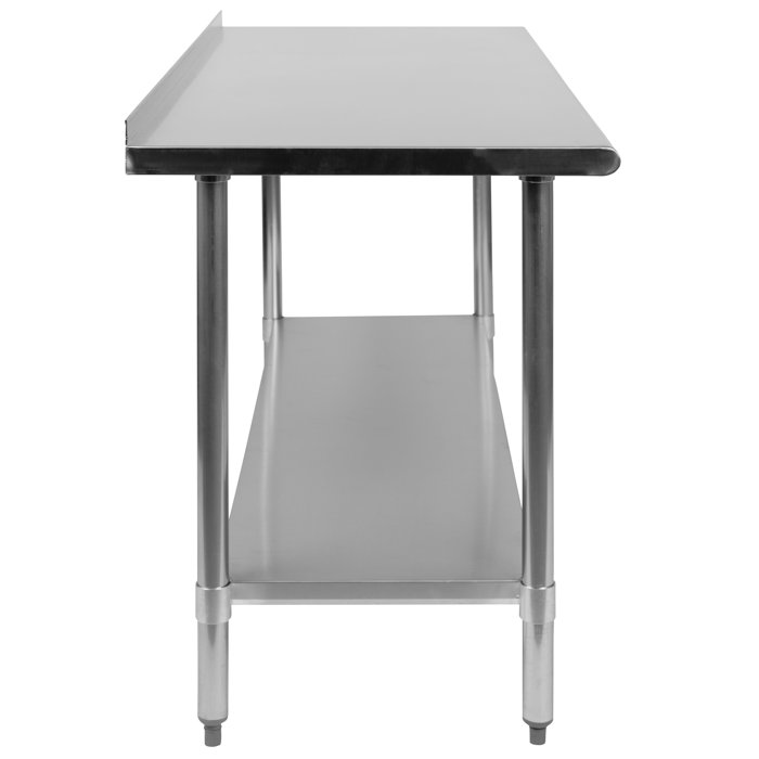 60" Stainless Steel 18 Gauge Commercial Work Table with Shelf & Backsplash