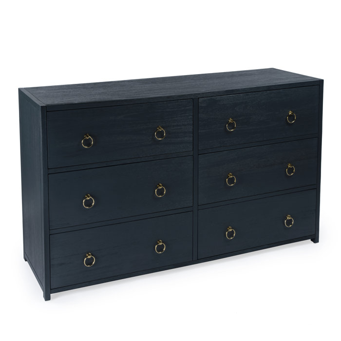 Elin Glam Navy Double Dresser with Dovetail Drawers