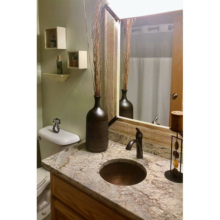 14" Round Oil Rubbed Bronze Hammered Copper Sink