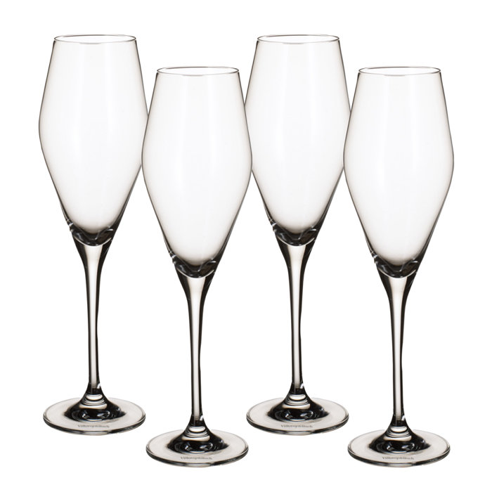 La Divina Clear Crystal Champagne Flute Set of 4