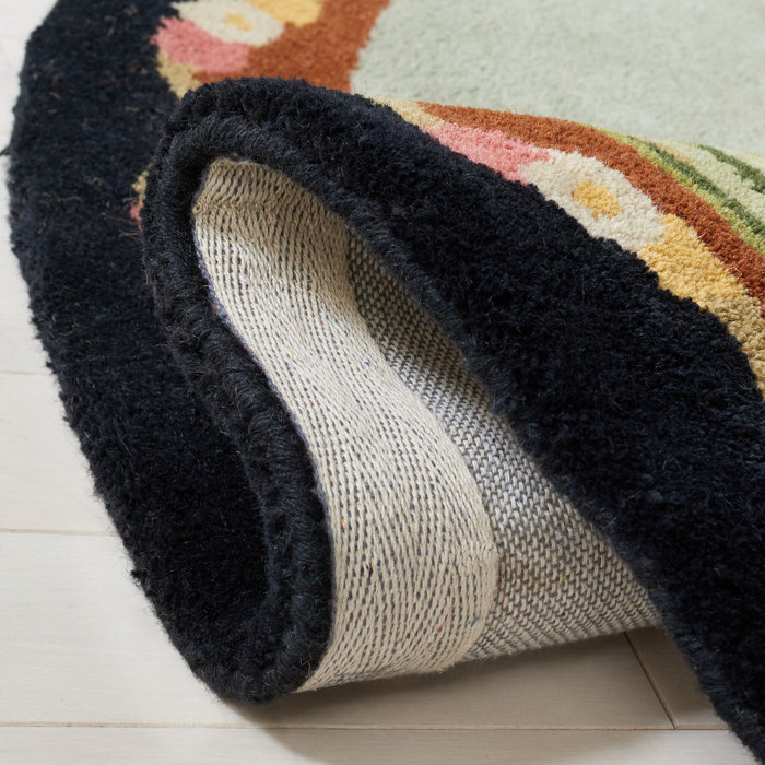 Hand-Tufted Artistic Wool Round Rug in Black - 4' Diameter