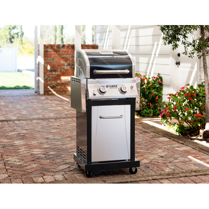 Nexgrill Deluxe Black 2-Burner Propane Gas Grill with Foldable Shelves