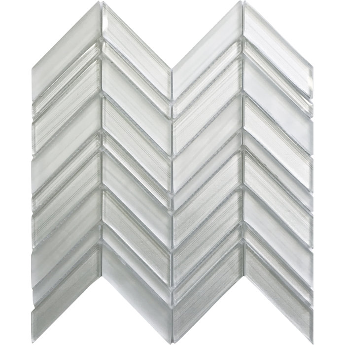 White Chevron Polished and Matte Glass Mosaic Tile