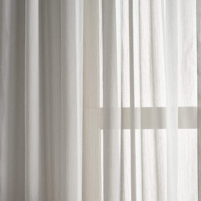 White Sheer Polyester Rod Pocket Twin Curtain Panels