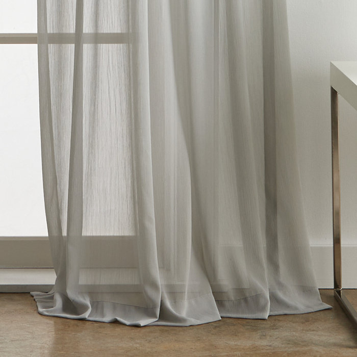 White Sheer Polyester Rod Pocket Twin Curtain Panels