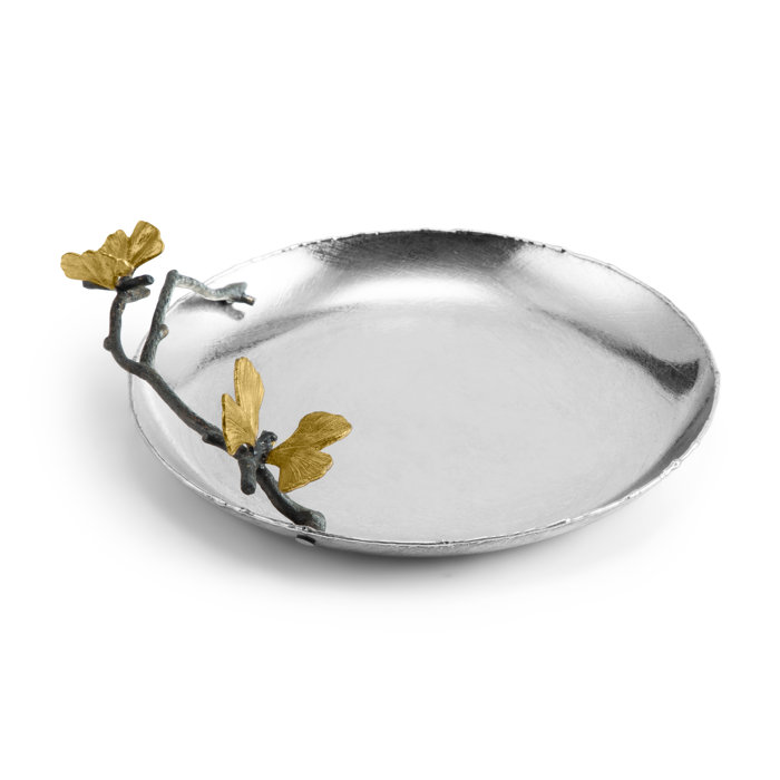 Butterfly Ginkgo Elegance 9'' Round Metal Serving Platter