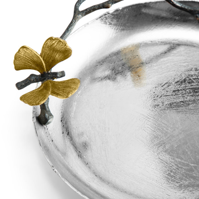 Butterfly Ginkgo Elegance 9'' Round Metal Serving Platter