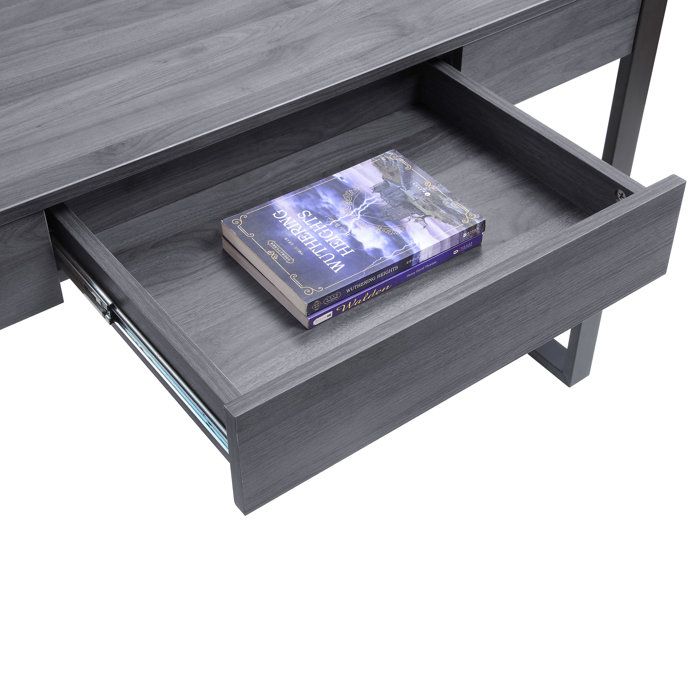 Soho Charcoal 47" Modern Desk with Steel Base and Drawer