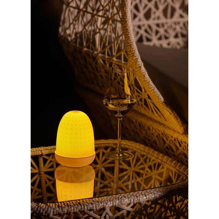White Outdoor Wicker Dome LED Stick Lamp