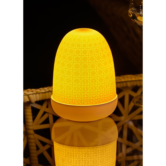 White Outdoor Wicker Dome LED Stick Lamp