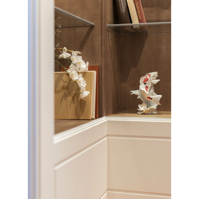 Sanke Koi Porcelain Figurine with Waterlily, Handcrafted in Spain