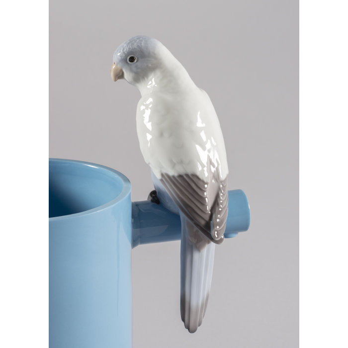 Parrot Party Porcelain Large-Format Scented Candle in Blue