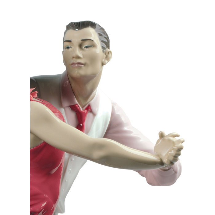 Contemporary Porcelain Salsa Couple Figurine in Soft Pastel Hues