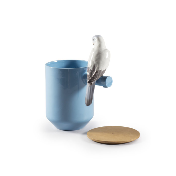 Parrot Party Porcelain Large-Format Scented Candle in Blue