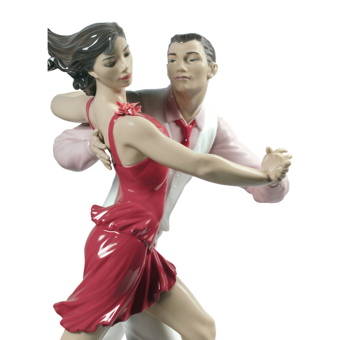 Contemporary Porcelain Salsa Couple Figurine in Soft Pastel Hues