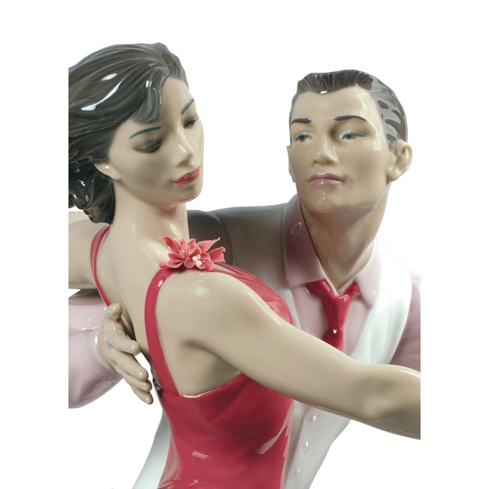 Contemporary Porcelain Salsa Couple Figurine in Soft Pastel Hues