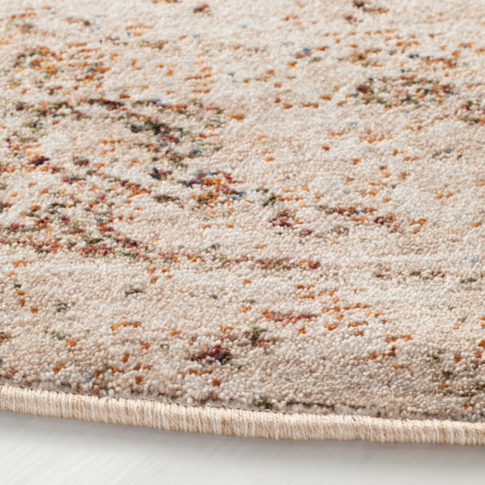 Elegant Gray Synthetic 79" Round Oriental Area Rug