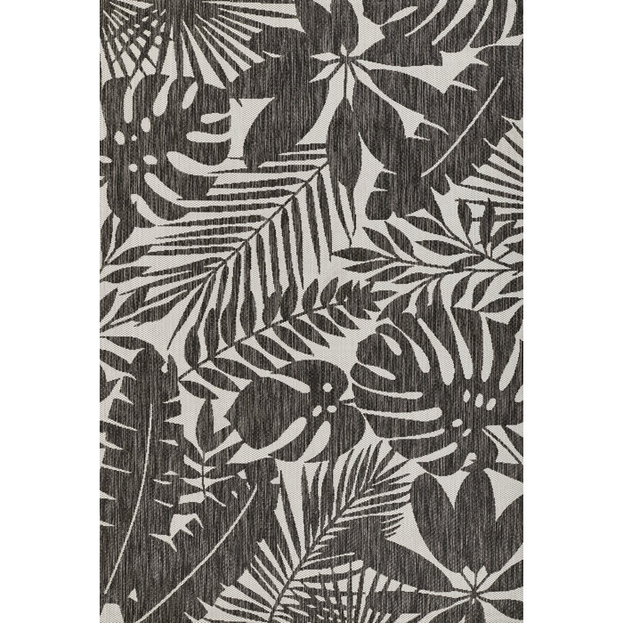 Charcoal Geometric Villa 6'7" x 9'6" Synthetic Rectangular Rug