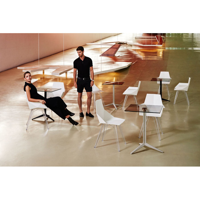 White Matte Polycarbonate Armless Dining Chair