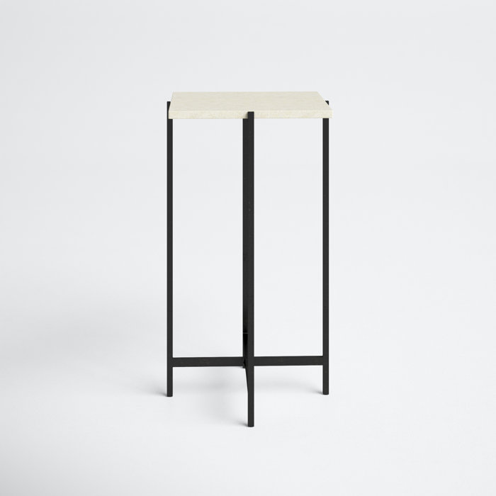Modern Loft White Marble and Iron End Table