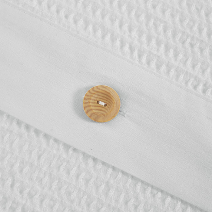 White Cotton Waffle Weave King/Cal King Duvet Cover Set