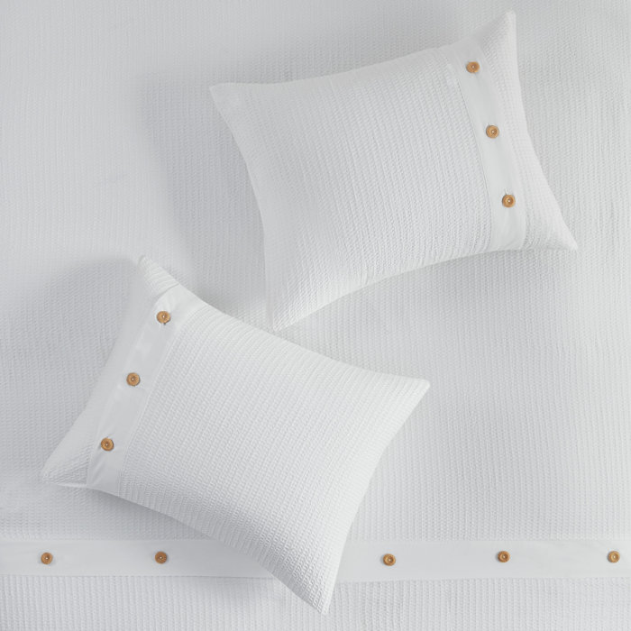 White Cotton Waffle Weave King/Cal King Duvet Cover Set