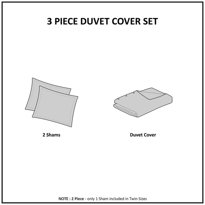 White Cotton Waffle Weave King/Cal King Duvet Cover Set