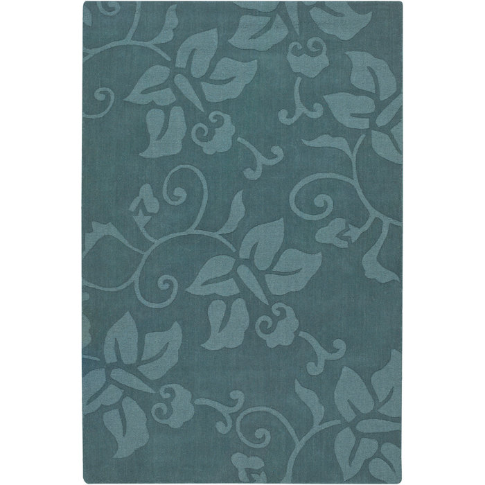 Handmade Blue Wool Tufted Rectangular 5' x 7' Rug