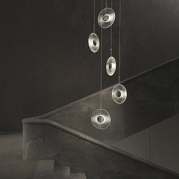 Satin Black and Glass 3-Light LED Pendant