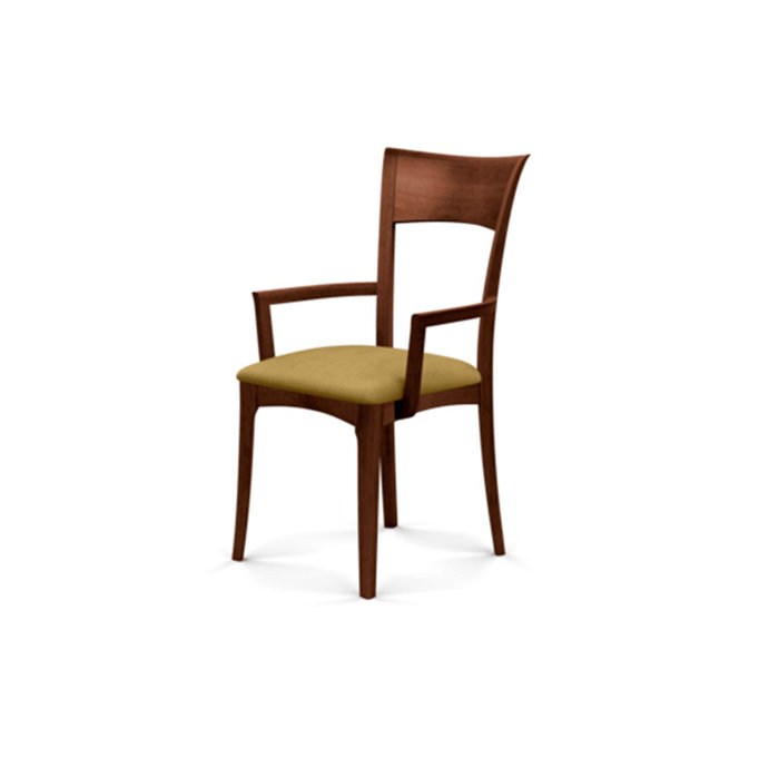 Ingrid Cognac Cherry Wood Upholstered Linen Armchair