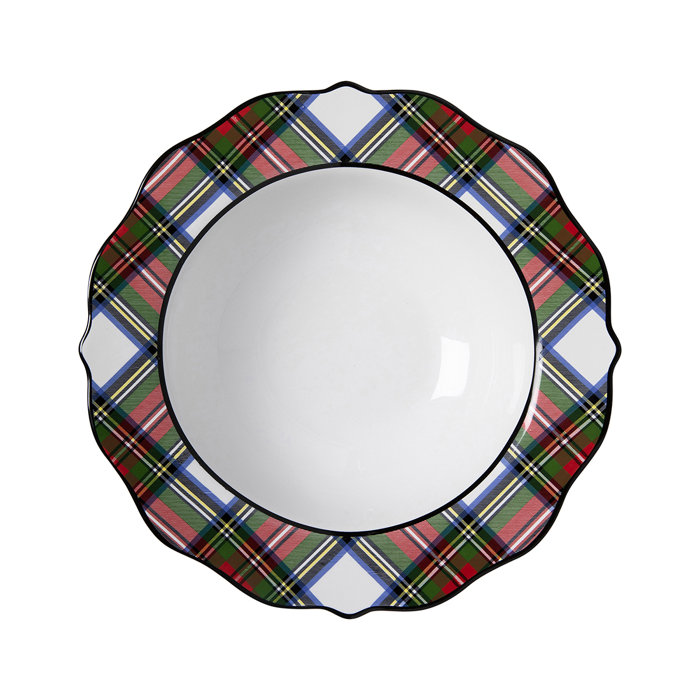 Stewart Tartan 13" Scalloped Ceramic Serving Bowl