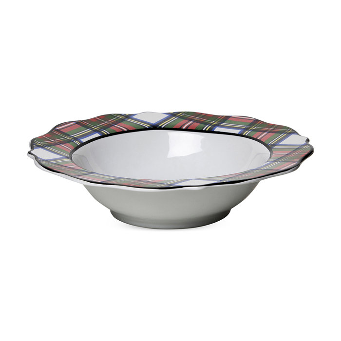 Stewart Tartan 13" Scalloped Ceramic Serving Bowl