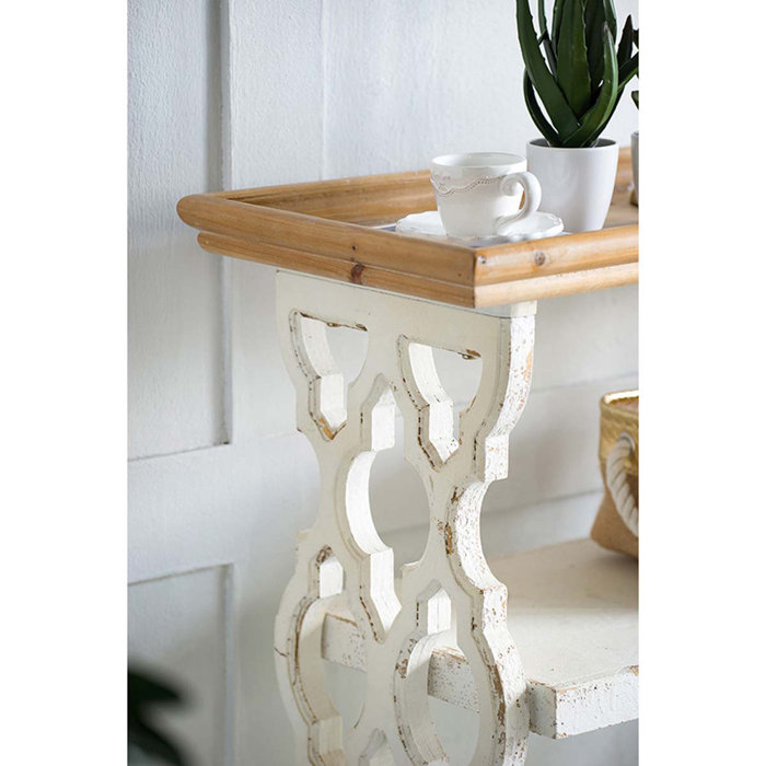 Cottage Charm Dual-Tone Fir Wood Console with Carved Panels