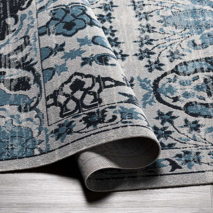 Ember Swirling Majestic Blue Synthetic 6'7" x 9' Rug