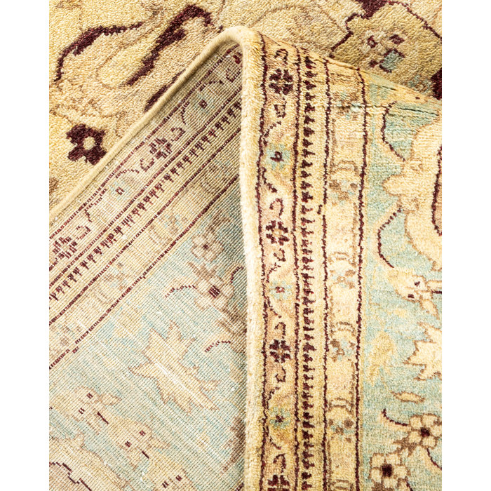 Ivory and Sand Hand-Knotted Wool Area Rug 7' 10" x 10' 4"
