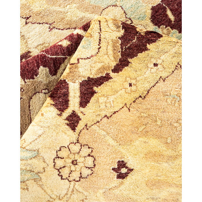 Ivory and Sand Hand-Knotted Wool Area Rug 7' 10" x 10' 4"