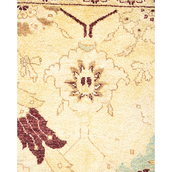Ivory and Sand Hand-Knotted Wool Area Rug 7' 10" x 10' 4"
