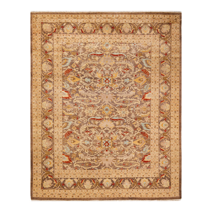 Hand-Knotted Wool Brown Rectangular 8' x 10' Area Rug