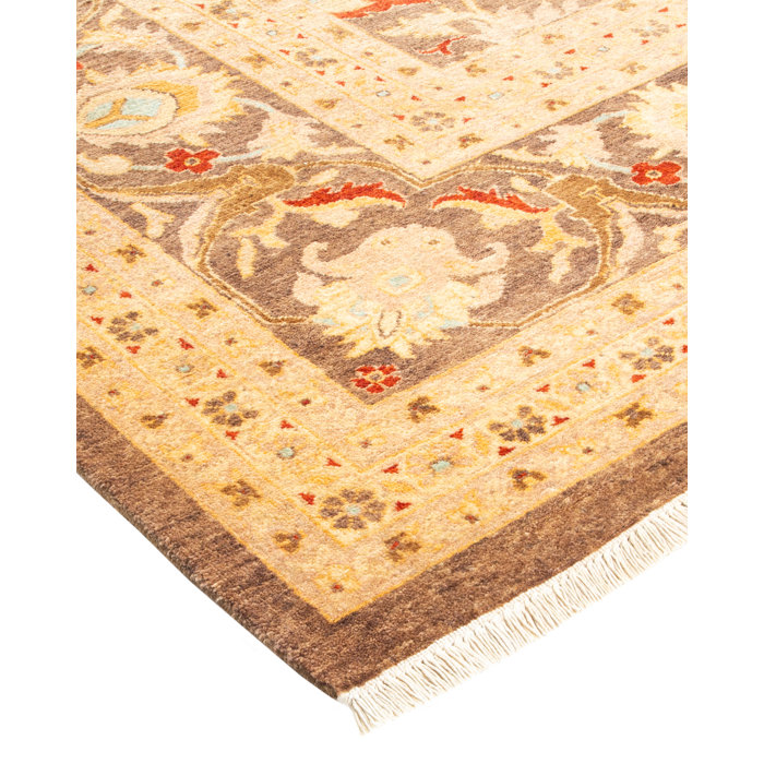 Hand-Knotted Wool Brown Rectangular 8' x 10' Area Rug