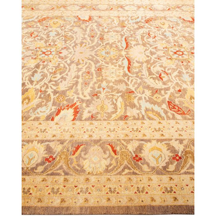 Hand-Knotted Wool Brown Rectangular 8' x 10' Area Rug