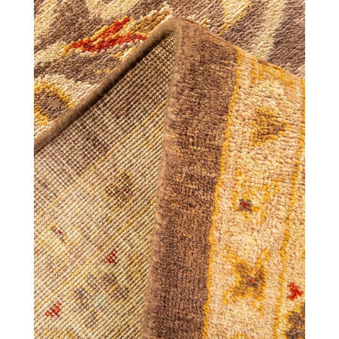 Hand-Knotted Wool Brown Rectangular 8' x 10' Area Rug