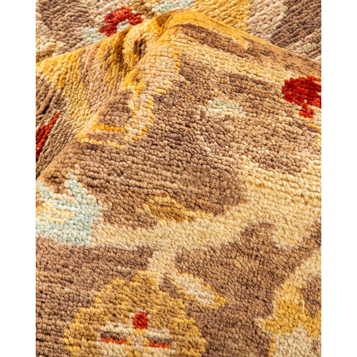 Hand-Knotted Wool Brown Rectangular 8' x 10' Area Rug